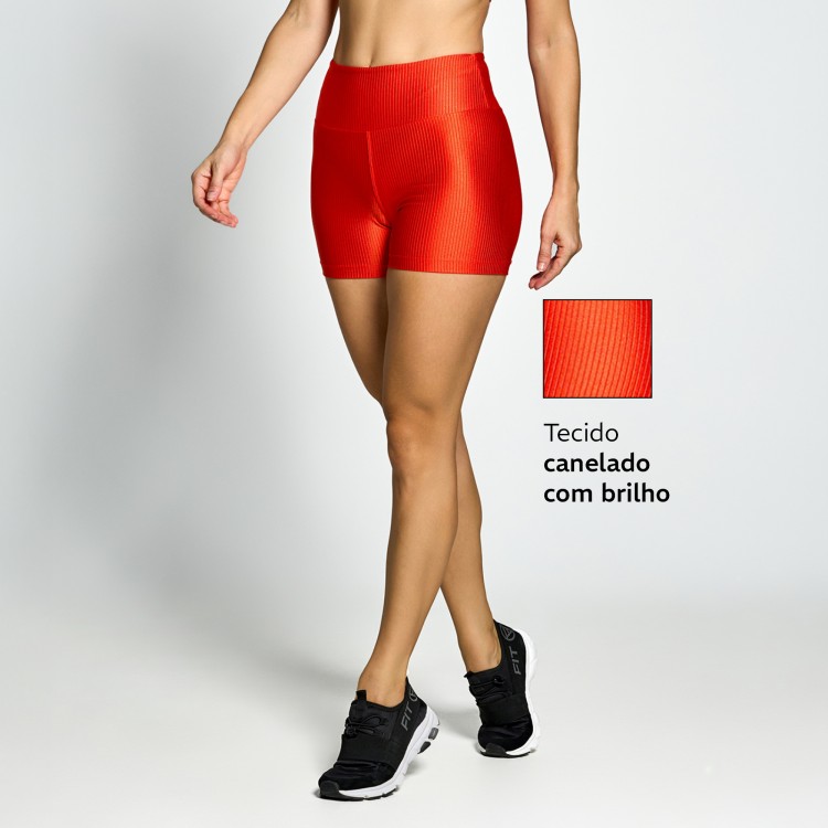 Short Canelado Glow Laranja